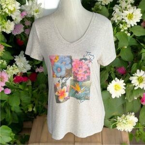 Women’s Short Sleeve Cream and White Heathered Tee